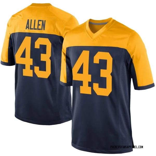 Men's Brevin Allen Green Bay Packers Game Navy Alternate Jersey