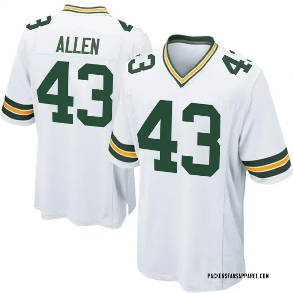 Men's Brevin Allen Green Bay Packers Game White Jersey