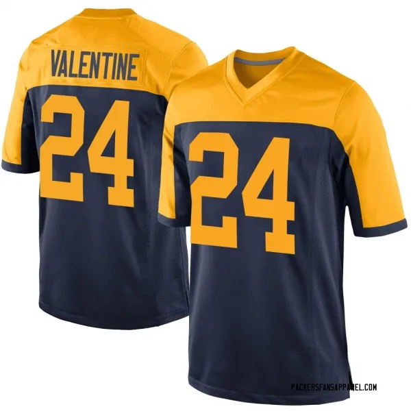 Men's Carrington Valentine Green Bay Packers Game Navy Alternate Jersey