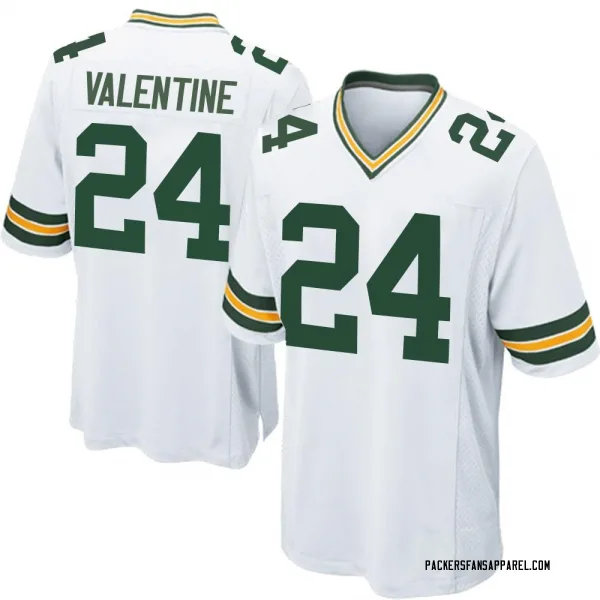 Men's Carrington Valentine Green Bay Packers Game White Jersey