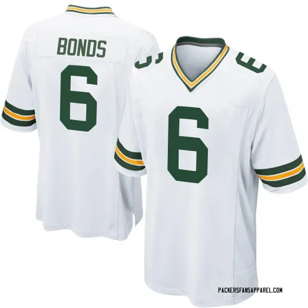 Men's Jadakis Bonds Green Bay Packers Game White Jersey