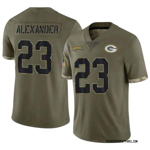 Men's Jaire Alexander Green Bay Packers Limited Olive 2022 Salute To Service Jersey