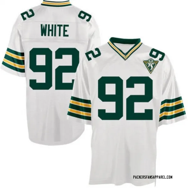 Men's Reggie White Green Bay Packers Authentic White Throwback Jersey