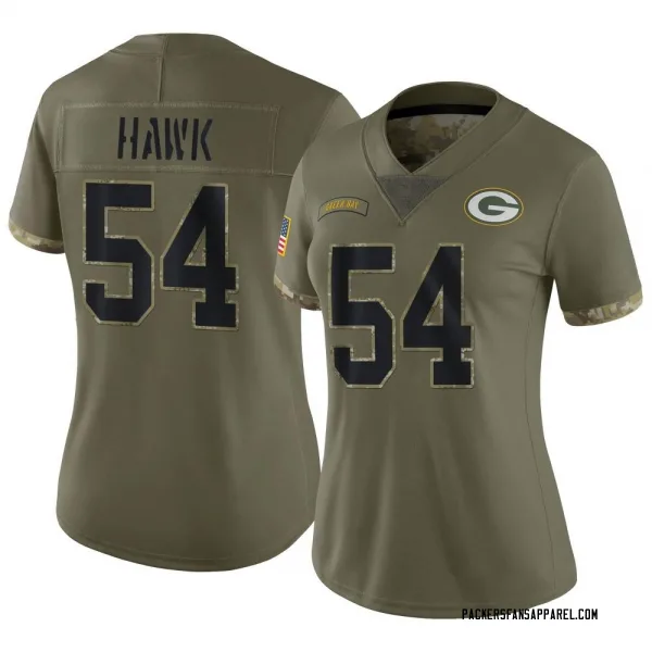 Women's A.J. Hawk Green Bay Packers Limited Olive 2022 Salute To Service Jersey