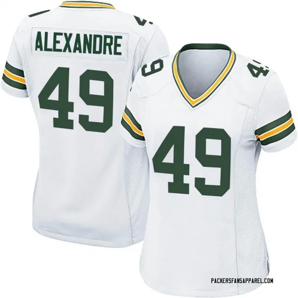 Women's Deslin Alexandre Green Bay Packers Game White Jersey