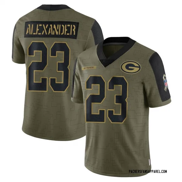 Youth Jaire Alexander Green Bay Packers Limited Olive 2021 Salute To Service Jersey